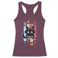 Game Time Racerback Tank Top Cute Black Cat Gamer Lover Gift - Wonder Print Shop