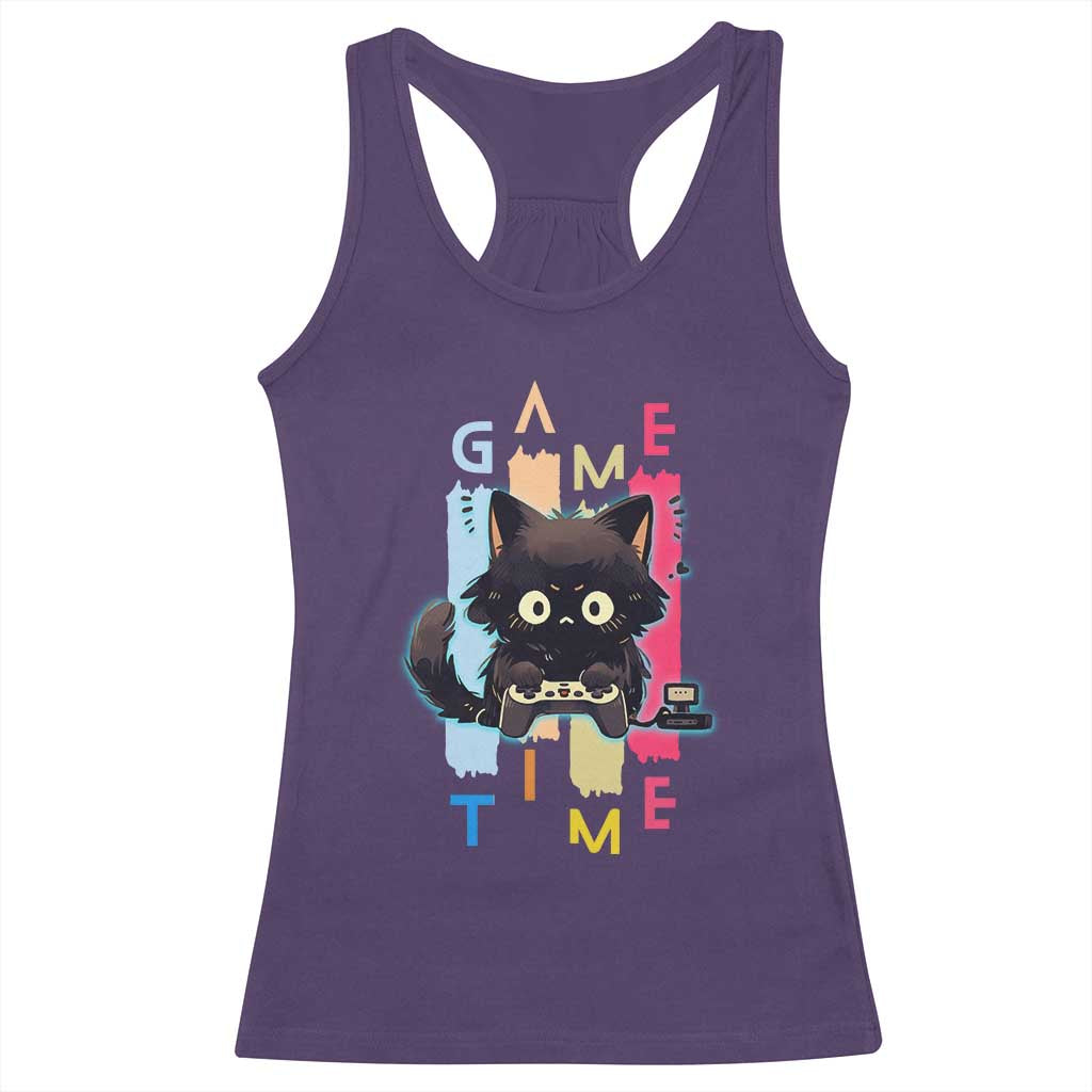 Game Time Racerback Tank Top Cute Black Cat Gamer Lover Gift - Wonder Print Shop