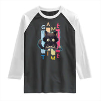 Game Time Raglan Shirt Cute Black Cat Gamer Lover Gift - Wonder Print Shop