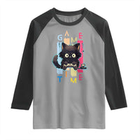Game Time Raglan Shirt Cute Black Cat Gamer Lover Gift - Wonder Print Shop