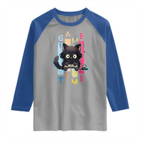 Game Time Raglan Shirt Cute Black Cat Gamer Lover Gift - Wonder Print Shop