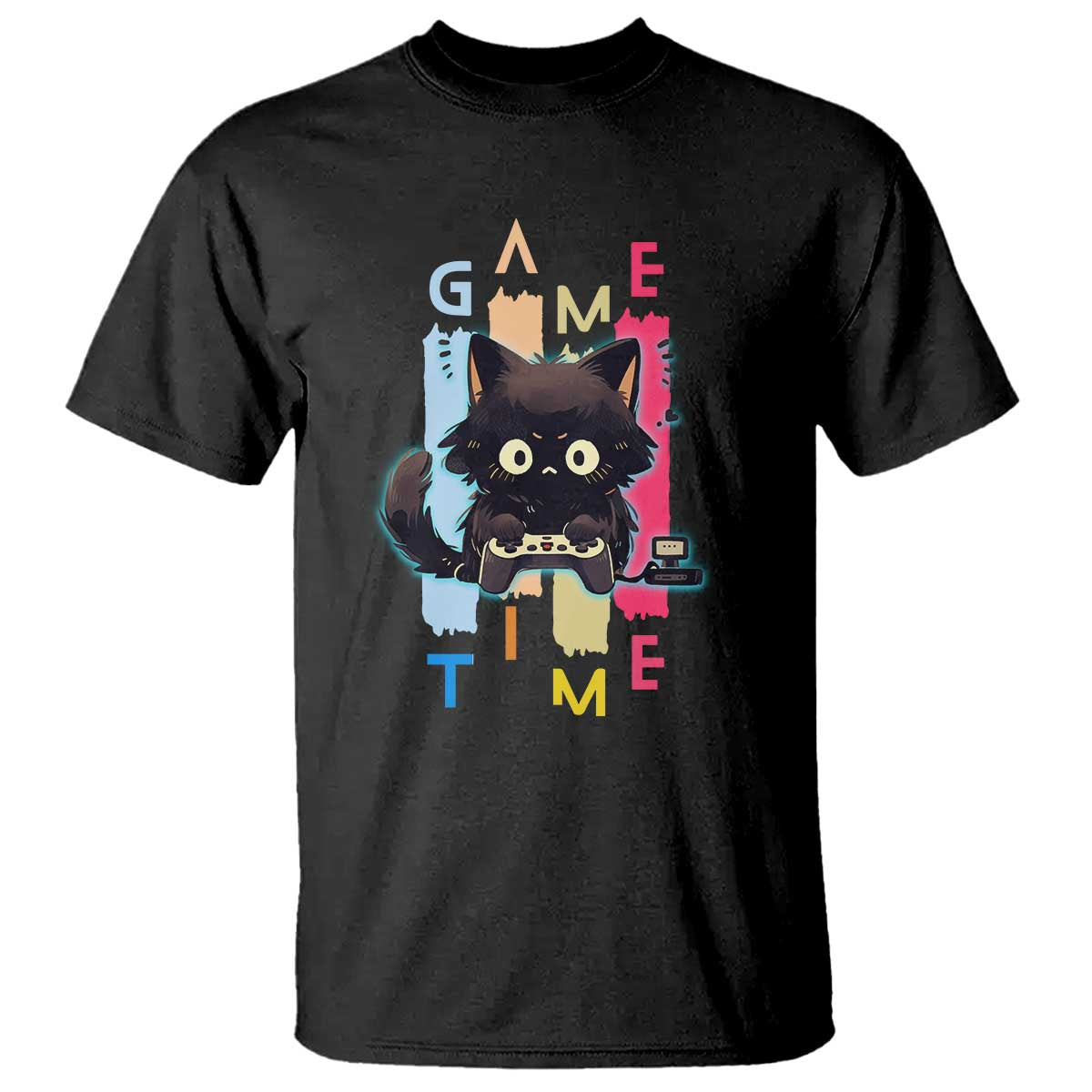 Game Time T Shirt Cute Black Cat Gamer Lover Gift - Wonder Print Shop