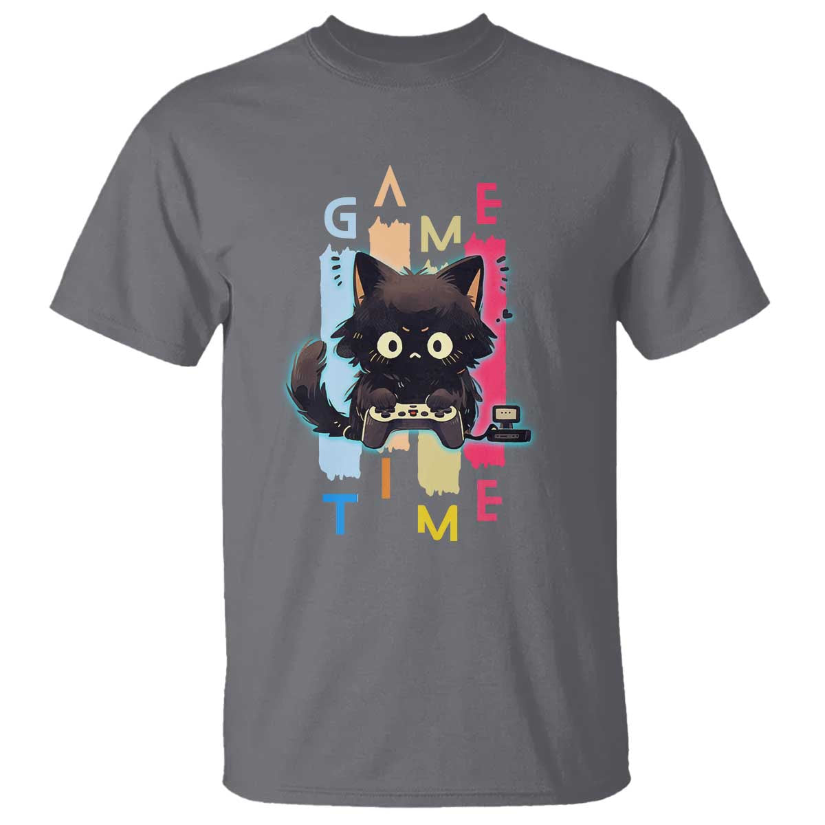 Game Time T Shirt Cute Black Cat Gamer Lover Gift - Wonder Print Shop