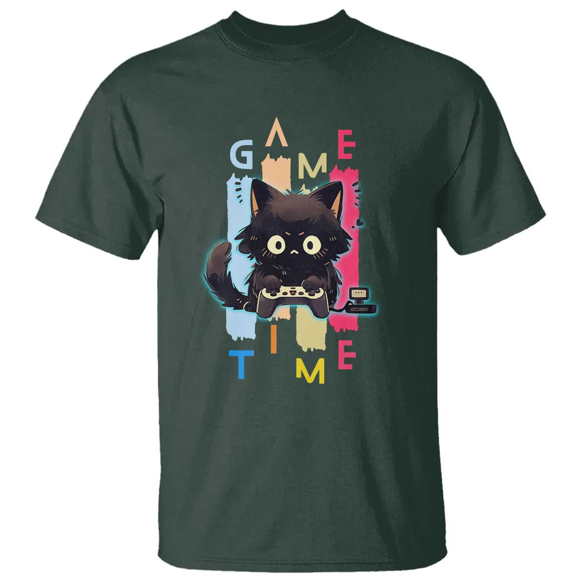 Game Time T Shirt Cute Black Cat Gamer Lover Gift - Wonder Print Shop