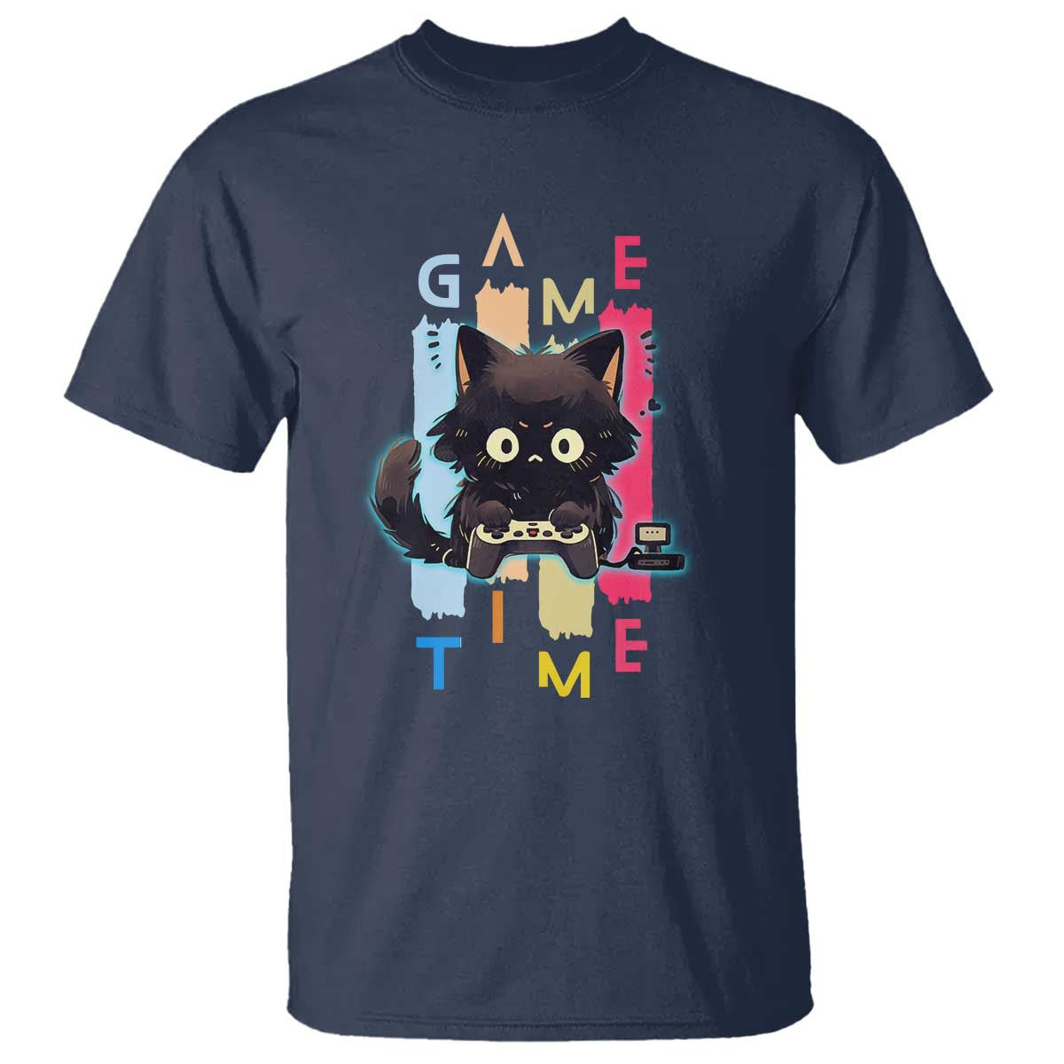 Game Time T Shirt Cute Black Cat Gamer Lover Gift - Wonder Print Shop