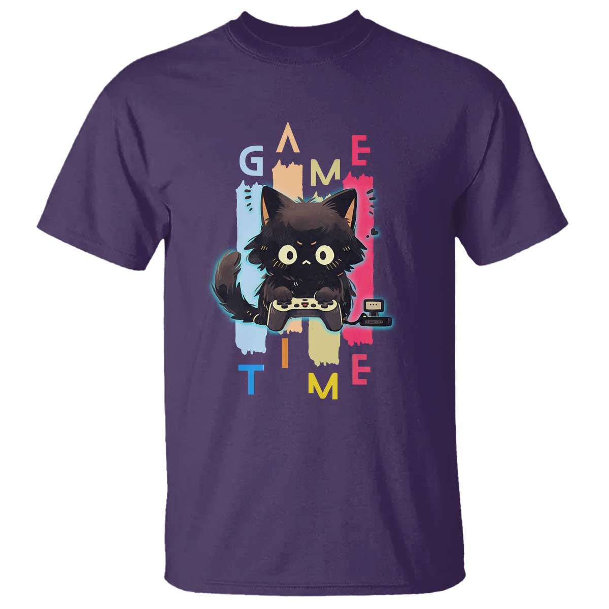 Game Time T Shirt Cute Black Cat Gamer Lover Gift - Wonder Print Shop