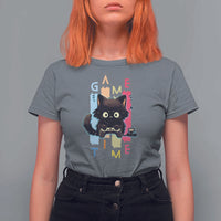 Game Time T Shirt For Women Cute Black Cat Gamer Lover Gift - Wonder Print Shop