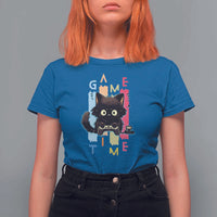 Game Time T Shirt For Women Cute Black Cat Gamer Lover Gift - Wonder Print Shop