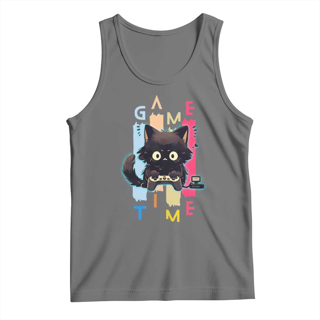 Game Time Tank Top Cute Black Cat Gamer Lover Gift - Wonder Print Shop