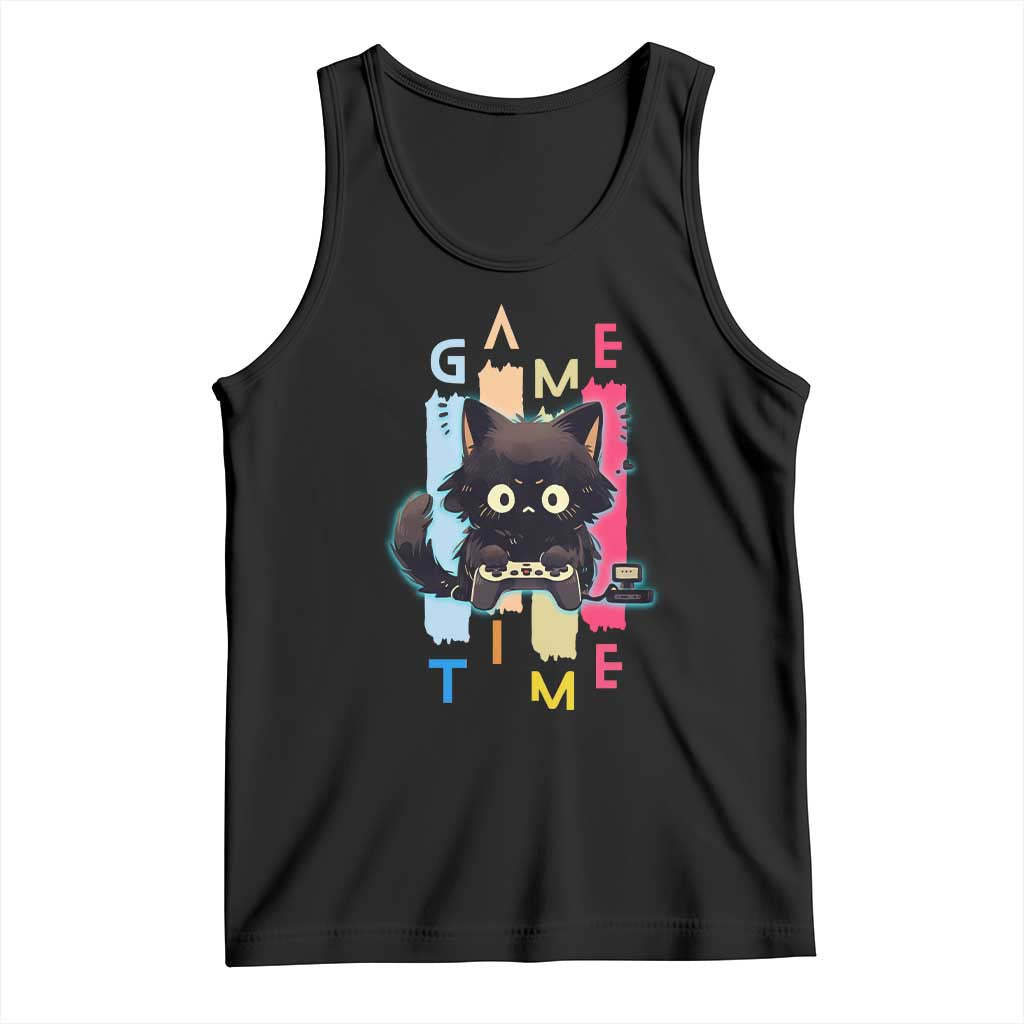 Game Time Tank Top Cute Black Cat Gamer Lover Gift - Wonder Print Shop