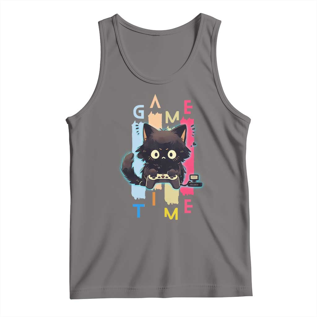 Game Time Tank Top Cute Black Cat Gamer Lover Gift - Wonder Print Shop