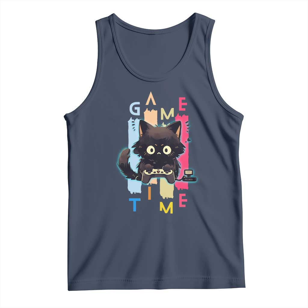 Game Time Tank Top Cute Black Cat Gamer Lover Gift - Wonder Print Shop