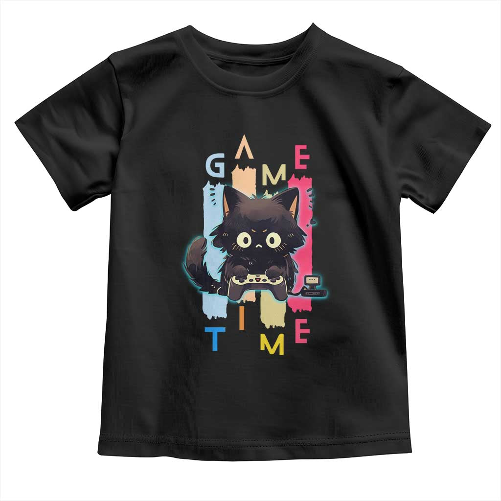 Game Time Toddler T Shirt Cute Black Cat Gamer Lover Gift - Wonder Print Shop