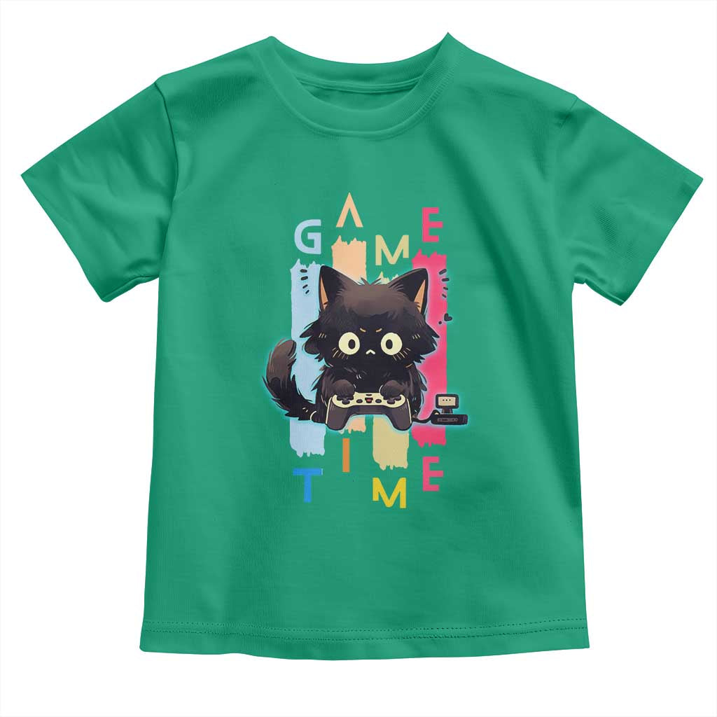 Game Time Toddler T Shirt Cute Black Cat Gamer Lover Gift - Wonder Print Shop