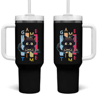 Game Time Tumbler With Handle Cute Black Cat Gamer Lover Gift