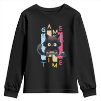 Game Time Youth Sweatshirt Cute Black Cat Gamer Lover Gift - Wonder Print Shop