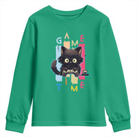 Game Time Youth Sweatshirt Cute Black Cat Gamer Lover Gift - Wonder Print Shop