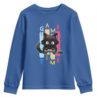 Game Time Youth Sweatshirt Cute Black Cat Gamer Lover Gift - Wonder Print Shop