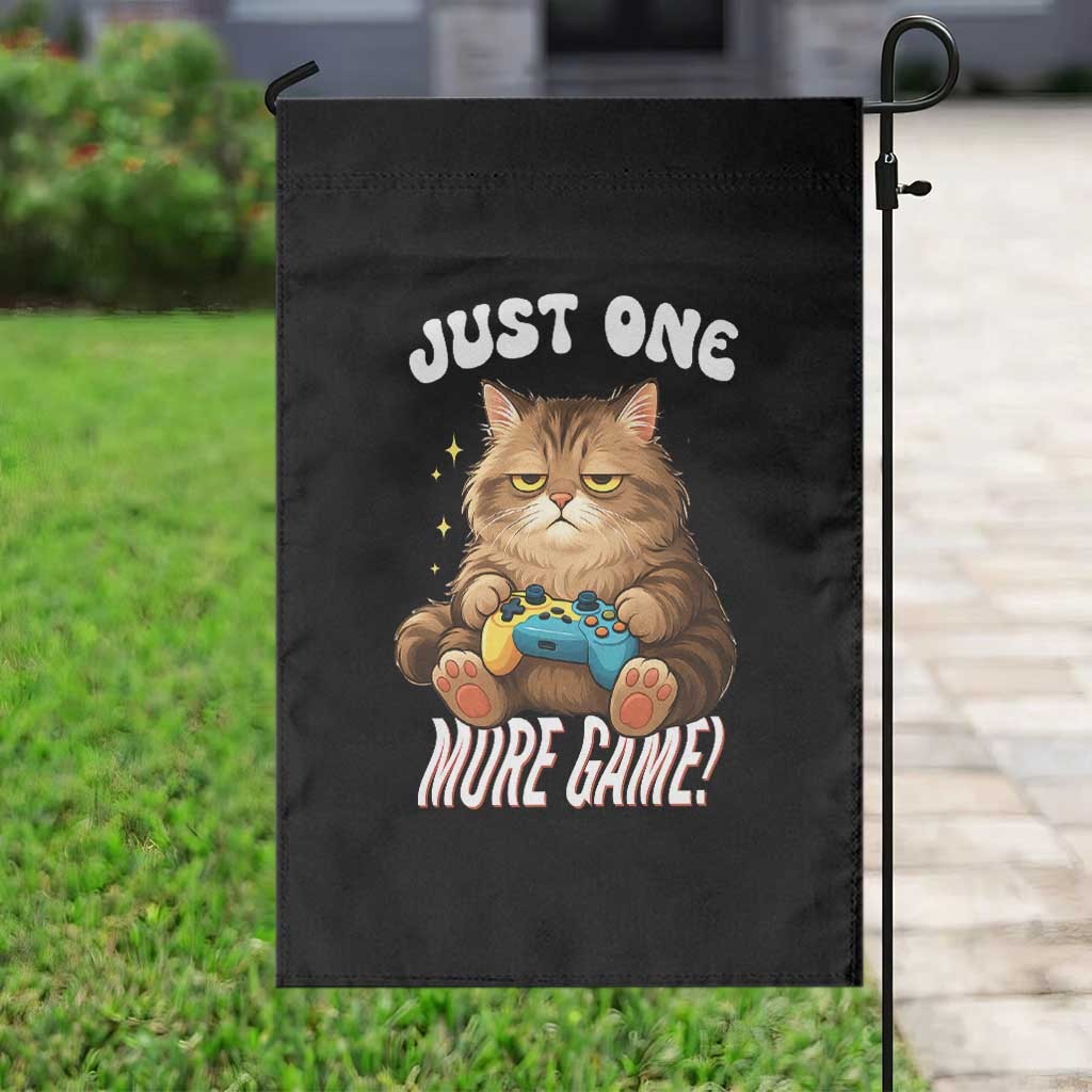 Just One More Game Garden Flag Funny Lazy Cat Playing Video Game - Wonder Print Shop