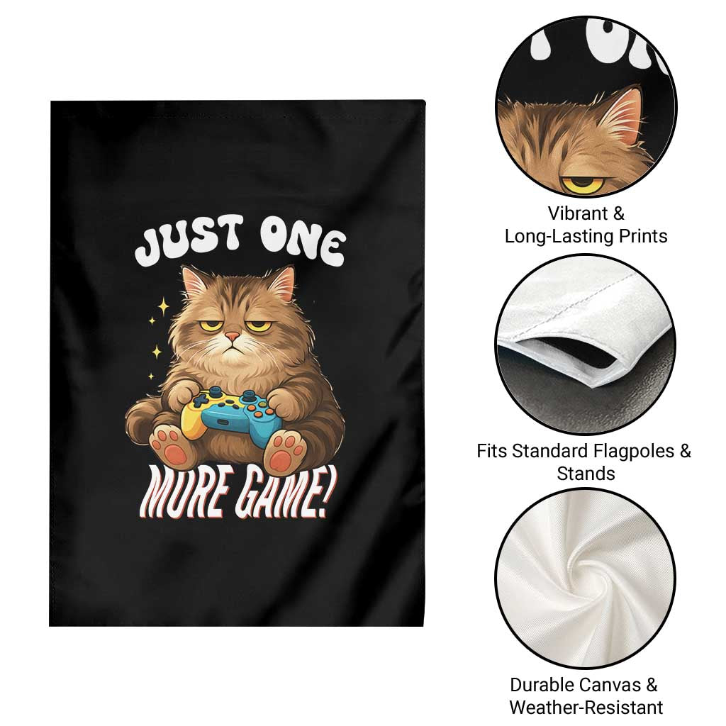 Just One More Game Garden Flag Funny Lazy Cat Playing Video Game - Wonder Print Shop