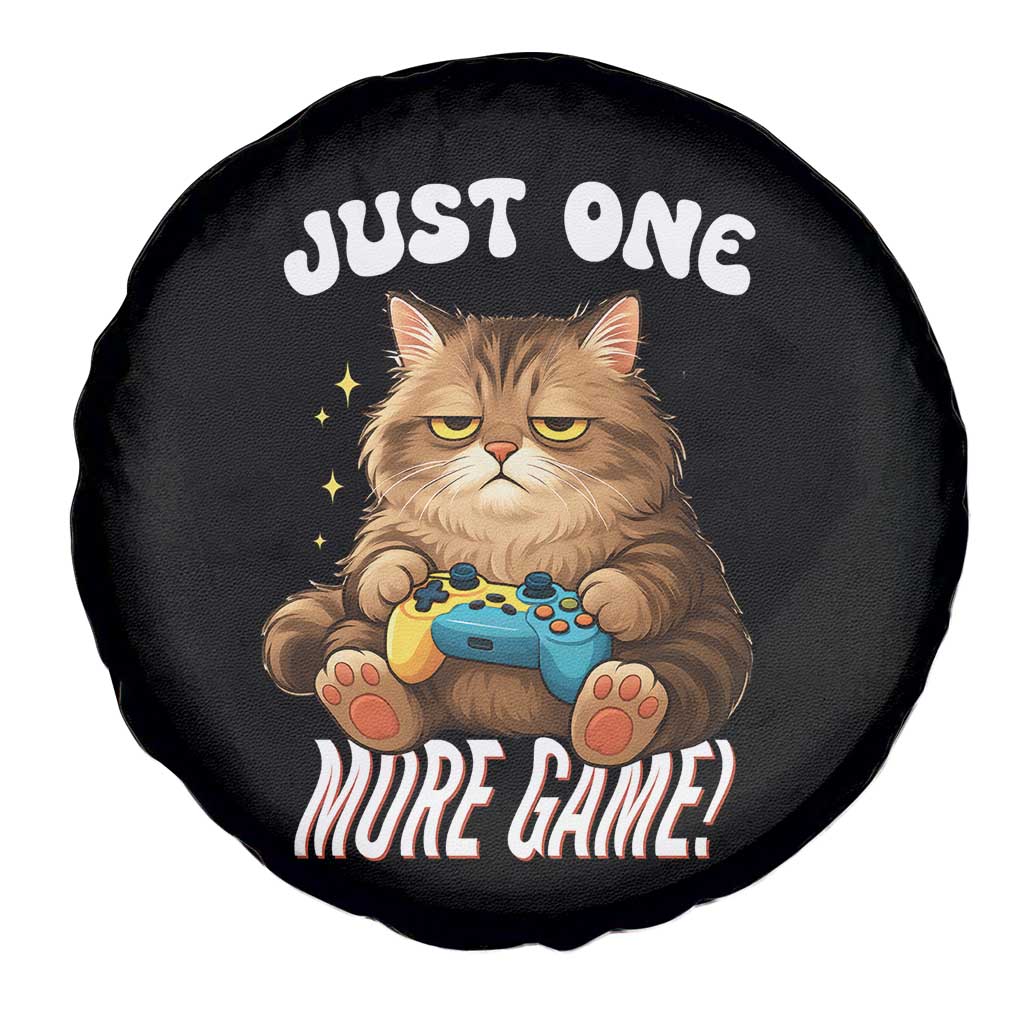 Just One More Game Spare Tire Cover Funny Lazy Cat Playing Video Game - Wonder Print Shop
