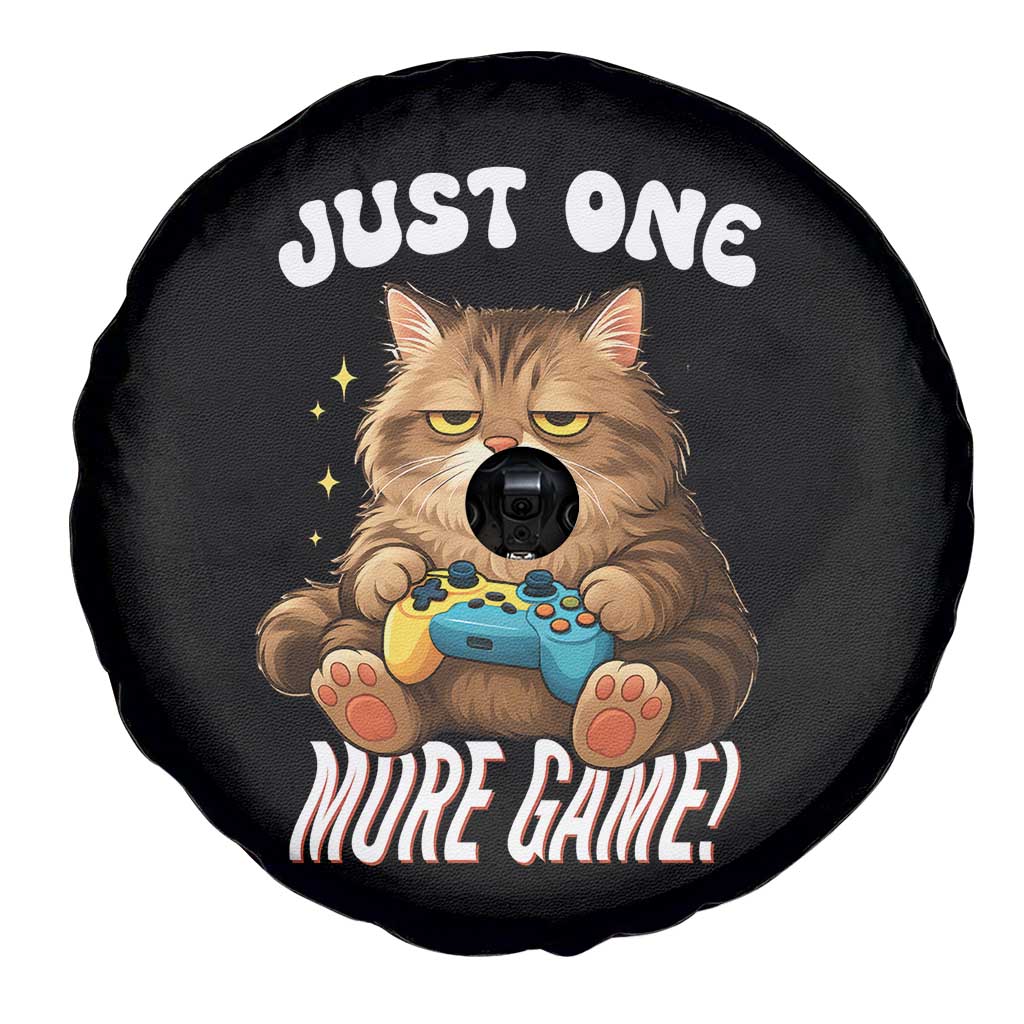 Just One More Game Spare Tire Cover Funny Lazy Cat Playing Video Game - Wonder Print Shop