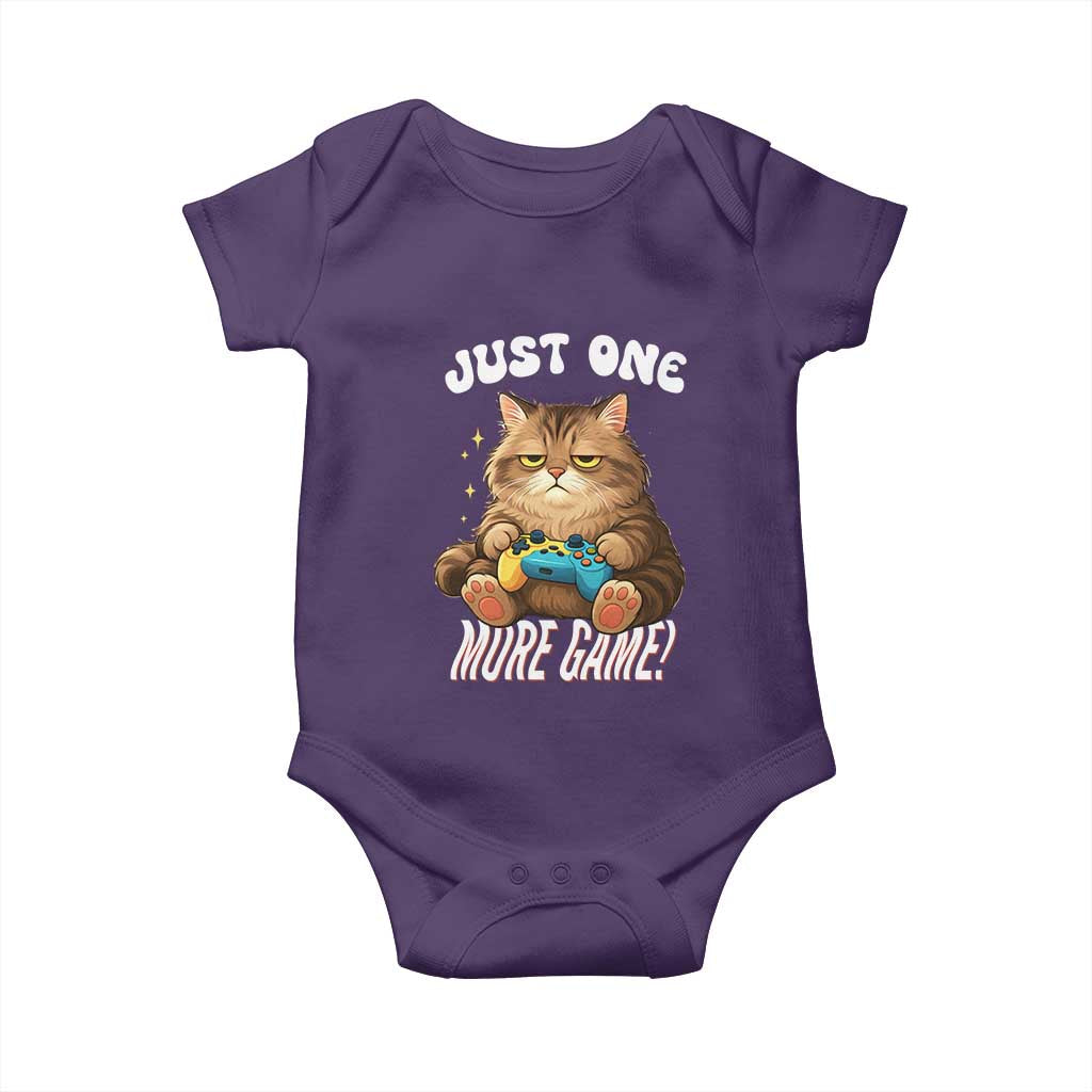 Just One More Game Baby Onesie Funny Lazy Cat Playing Video Game - Wonder Print Shop