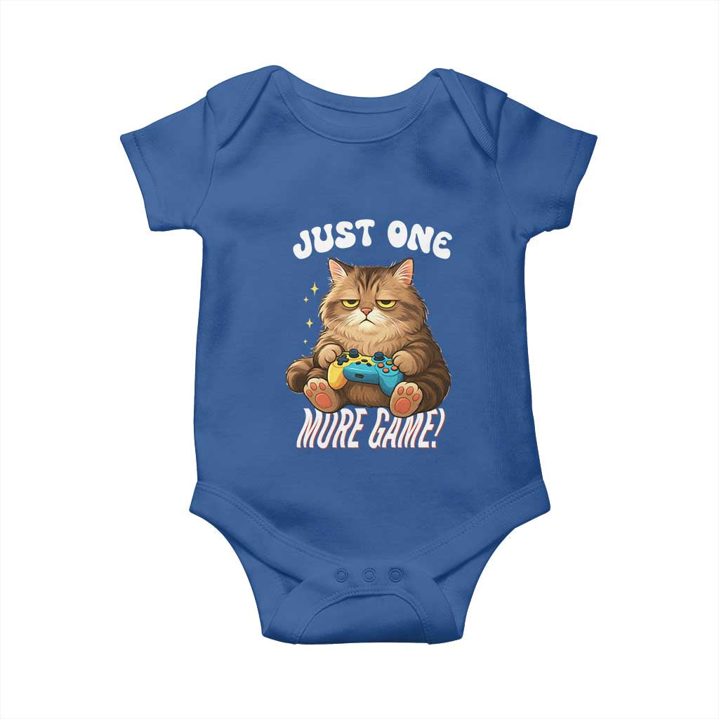 Just One More Game Baby Onesie Funny Lazy Cat Playing Video Game - Wonder Print Shop