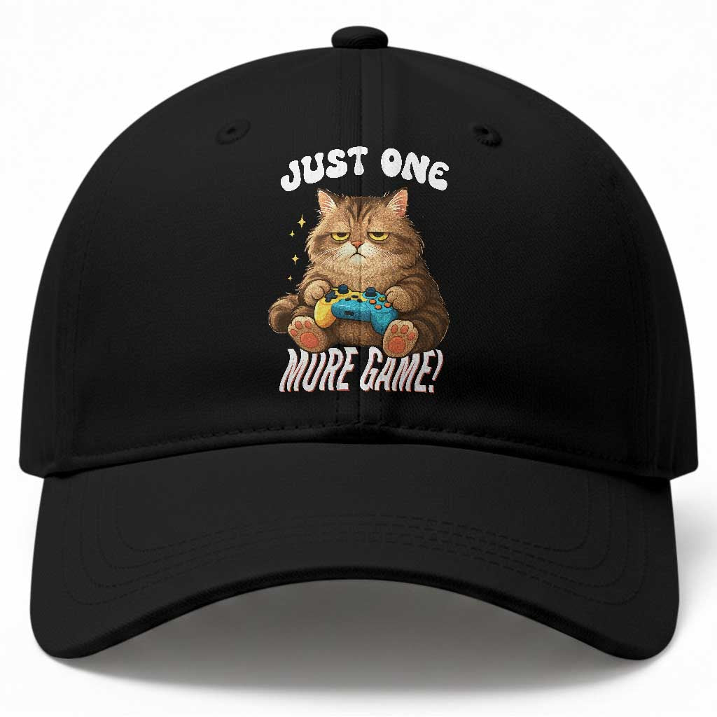 Just One More Game Baseball Cap Funny Lazy Cat Playing Video Game