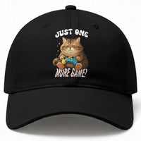 Just One More Game Baseball Cap Funny Lazy Cat Playing Video Game