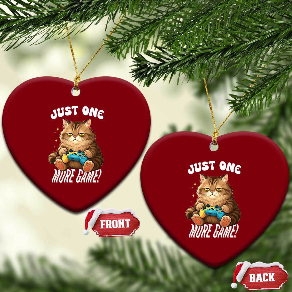 Just One More Game Ceramic Ornament Funny Lazy Cat Playing Video Game - Wonder Print Shop