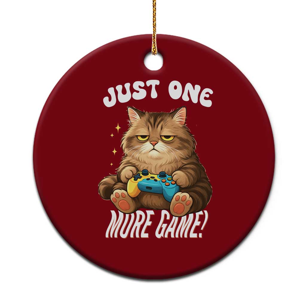 Just One More Game Ceramic Ornament Funny Lazy Cat Playing Video Game - Wonder Print Shop
