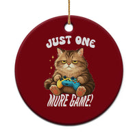 Just One More Game Ceramic Ornament Funny Lazy Cat Playing Video Game - Wonder Print Shop