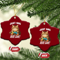 Just One More Game Ceramic Ornament Funny Lazy Cat Playing Video Game - Wonder Print Shop