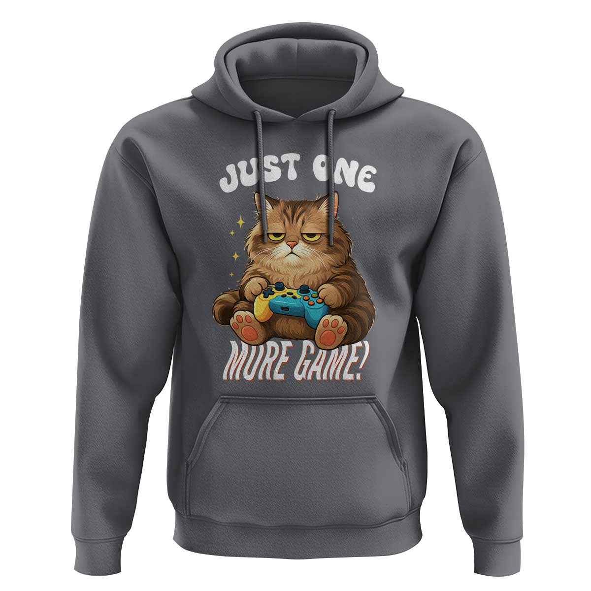 Just One More Game Hoodie Funny Lazy Cat Playing Video Game - Wonder Print Shop