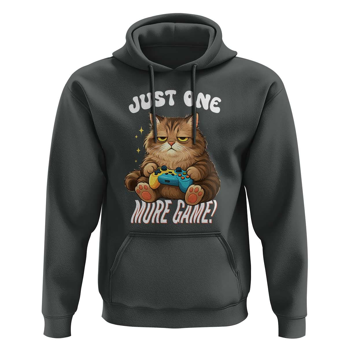 Just One More Game Hoodie Funny Lazy Cat Playing Video Game - Wonder Print Shop