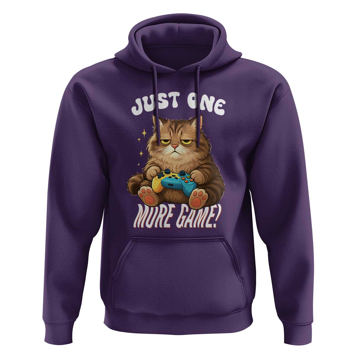 Just One More Game Hoodie Funny Lazy Cat Playing Video Game - Wonder Print Shop