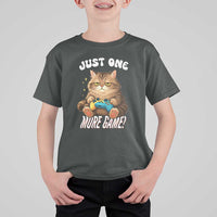 Just One More Game T Shirt For Kid Funny Lazy Cat Playing Video Game - Wonder Print Shop