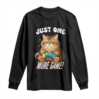 Just One More Game Long Sleeve Shirt Funny Lazy Cat Playing Video Game - Wonder Print Shop
