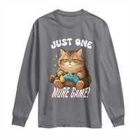 Just One More Game Long Sleeve Shirt Funny Lazy Cat Playing Video Game - Wonder Print Shop