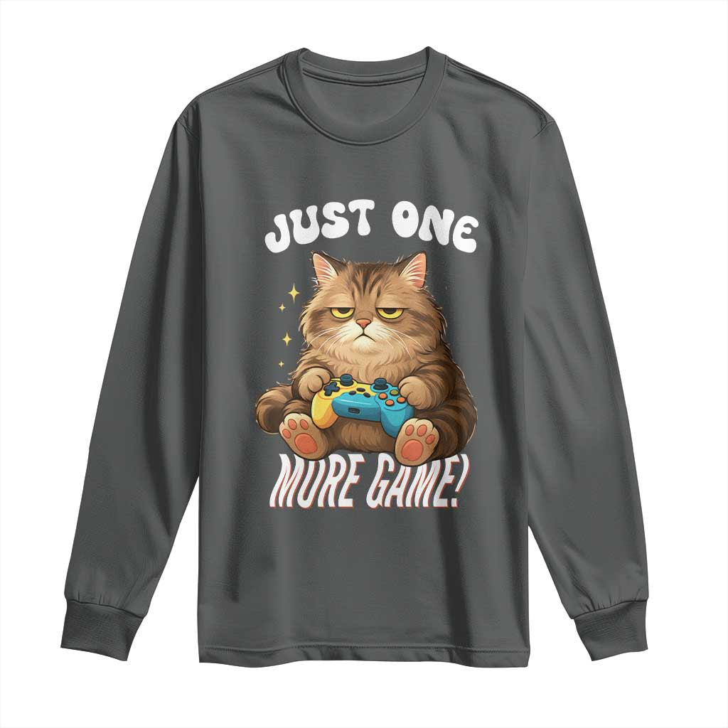 Just One More Game Long Sleeve Shirt Funny Lazy Cat Playing Video Game - Wonder Print Shop