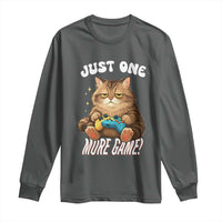 Just One More Game Long Sleeve Shirt Funny Lazy Cat Playing Video Game - Wonder Print Shop