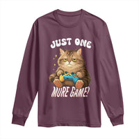 Just One More Game Long Sleeve Shirt Funny Lazy Cat Playing Video Game - Wonder Print Shop