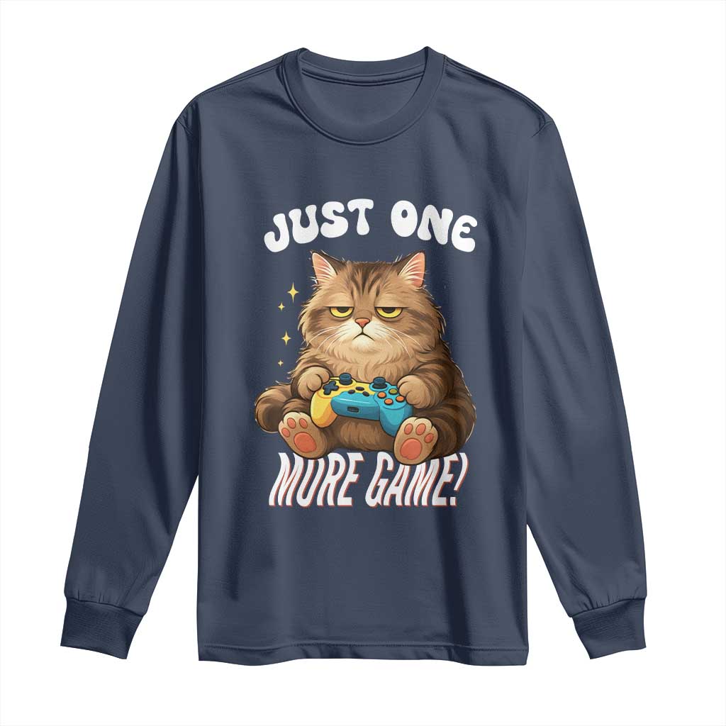 Just One More Game Long Sleeve Shirt Funny Lazy Cat Playing Video Game - Wonder Print Shop
