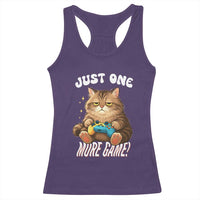Just One More Game Racerback Tank Top Funny Lazy Cat Playing Video Game - Wonder Print Shop