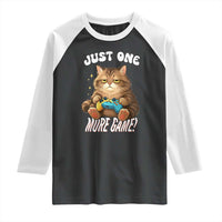 Just One More Game Raglan Shirt Funny Lazy Cat Playing Video Game - Wonder Print Shop