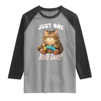 Just One More Game Raglan Shirt Funny Lazy Cat Playing Video Game - Wonder Print Shop