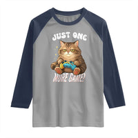 Just One More Game Raglan Shirt Funny Lazy Cat Playing Video Game - Wonder Print Shop