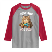 Just One More Game Raglan Shirt Funny Lazy Cat Playing Video Game - Wonder Print Shop