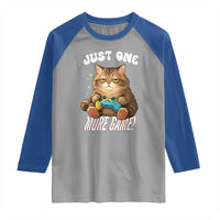 Just One More Game Raglan Shirt Funny Lazy Cat Playing Video Game - Wonder Print Shop